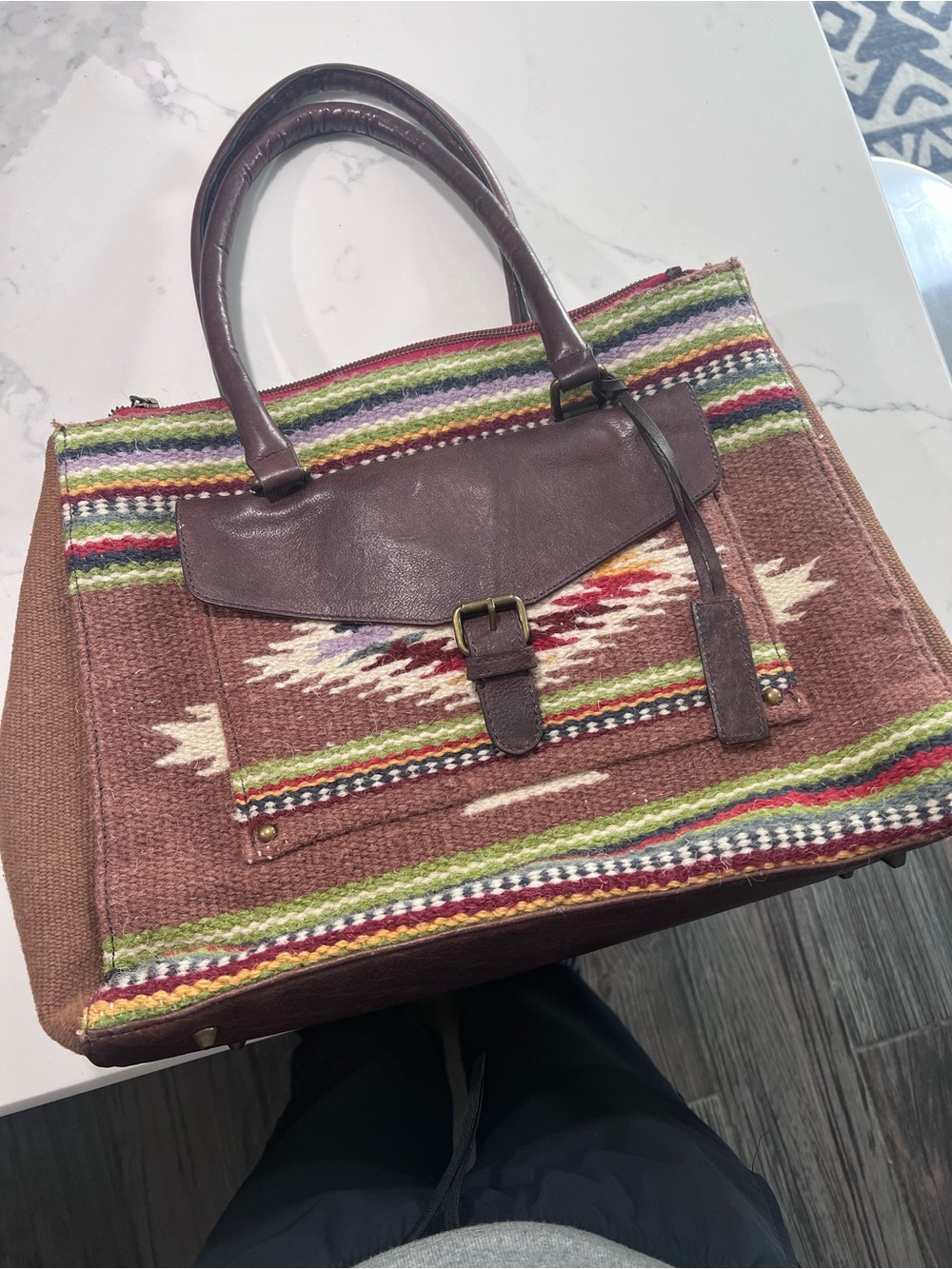 Ariat Brown Southwestern Stripe Tote with Multicolor Accents